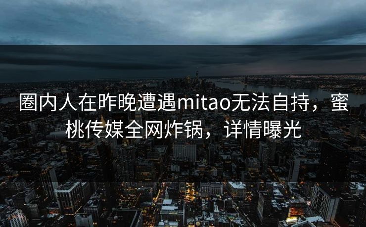 圈内人在昨晚遭遇mitao无法自持，蜜桃传媒全网炸锅，详情曝光