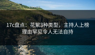 17c盘点：花絮3种类型，主持人上榜理由罕见令人无法自持