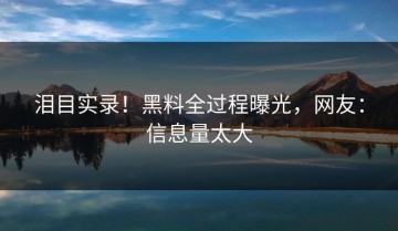 泪目实录！黑料全过程曝光，网友：信息量太大