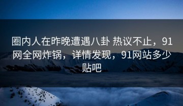圈内人在昨晚遭遇八卦 热议不止，91网全网炸锅，详情发现，91网站多少贴吧
