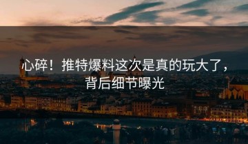心碎！推特爆料这次是真的玩大了，背后细节曝光
