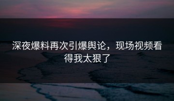 深夜爆料再次引爆舆论，现场视频看得我太狠了