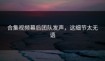 合集视频幕后团队发声，这细节太无语