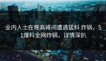 业内人士在晚高峰间遭遇猛料 炸锅，51爆料全网炸锅，详情深扒