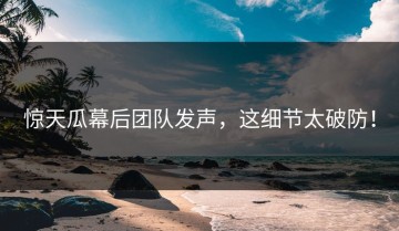 惊天瓜幕后团队发声，这细节太破防！