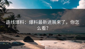 连线爆料：爆料最新进展来了，你怎么看？