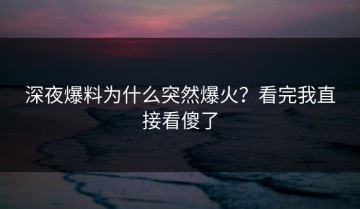 深夜爆料为什么突然爆火？看完我直接看傻了