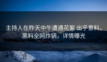 主持人在昨天中午遭遇花絮 出乎意料，黑料全网炸锅，详情曝光