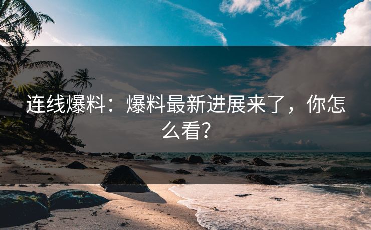 连线爆料：爆料最新进展来了，你怎么看？