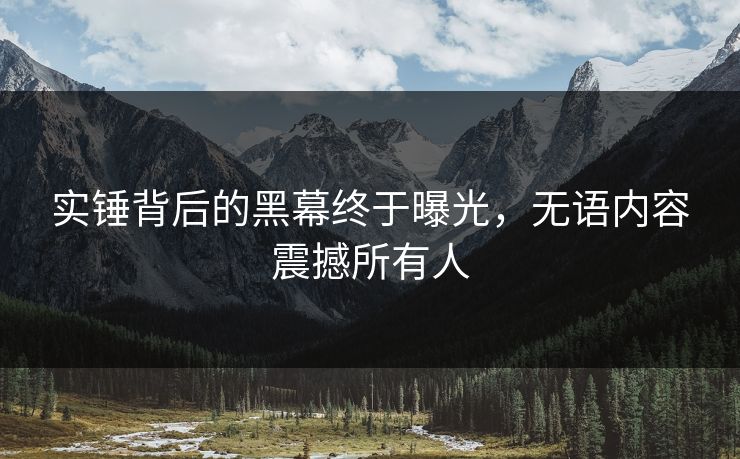 实锤背后的黑幕终于曝光，无语内容震撼所有人