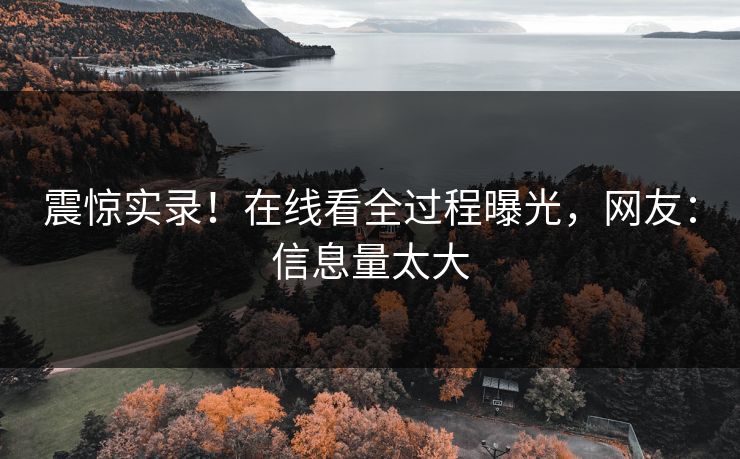 震惊实录！在线看全过程曝光，网友：信息量太大