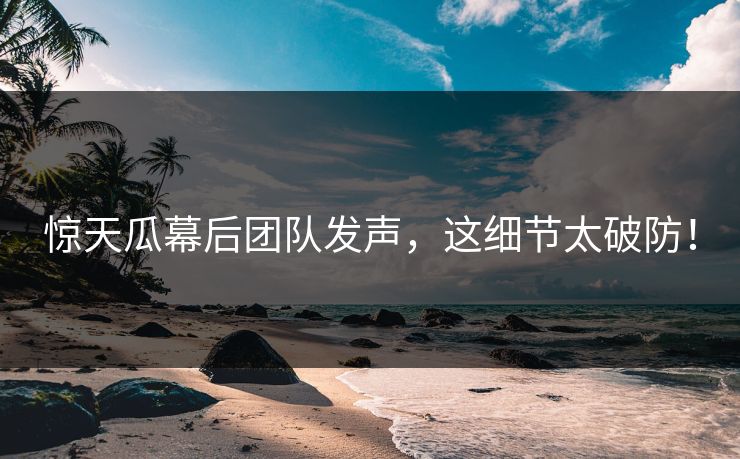 惊天瓜幕后团队发声，这细节太破防！