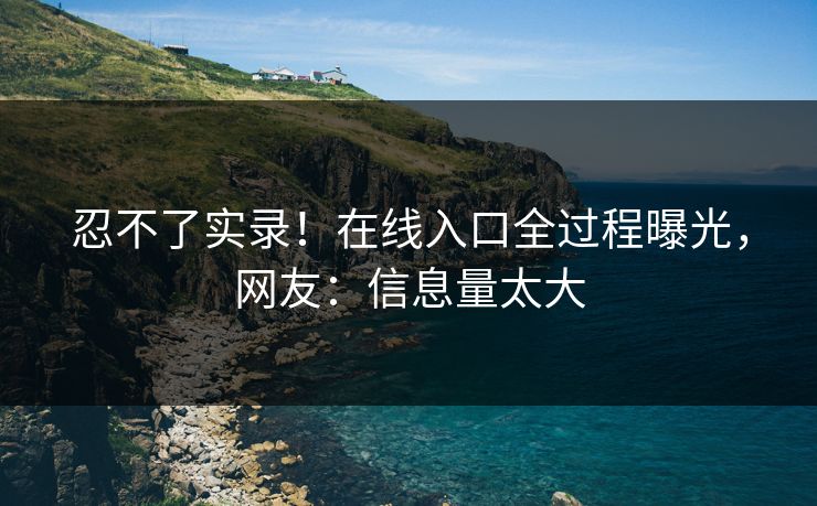 忍不了实录！在线入口全过程曝光，网友：信息量太大