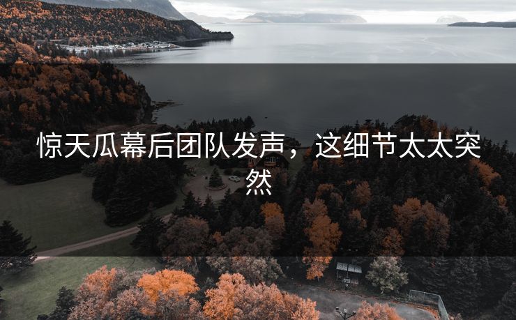 惊天瓜幕后团队发声，这细节太太突然