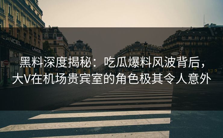 黑料深度揭秘：吃瓜爆料风波背后，大V在机场贵宾室的角色极其令人意外